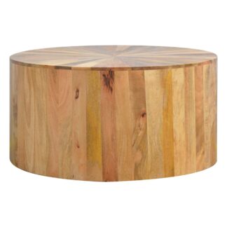 Solid Oak Finished Mango Wood Round Coffee Table