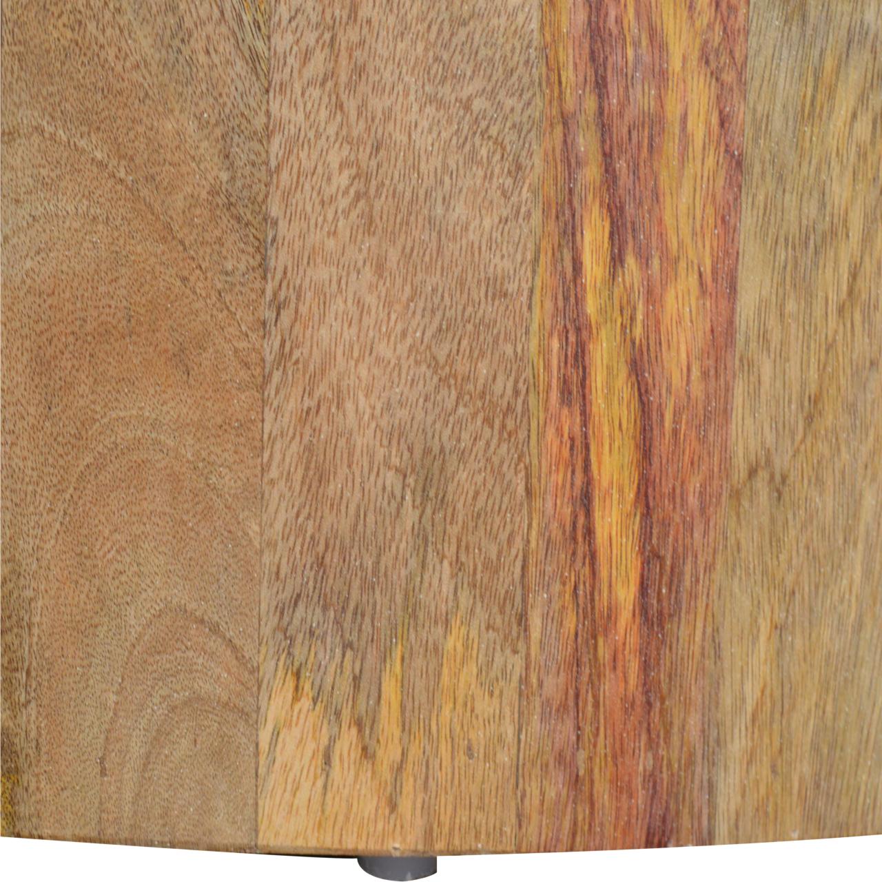 Solid Oak Finished Mango Wood Round Coffee Table - Image 7