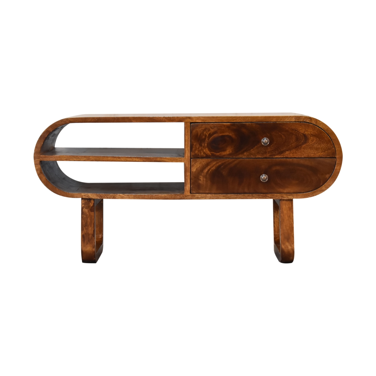 Solid Mango Wood U-Round London Chestnut Media Unit - Image 3