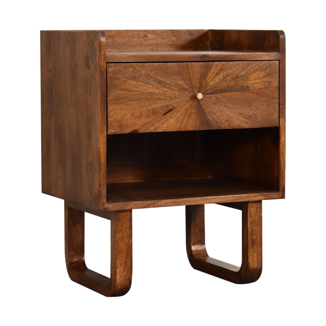 Solid Mango Wood U-Chestnut Sunrise Open Bedside - Image 5