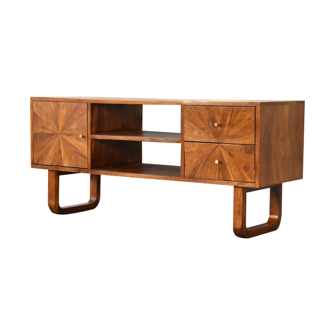 Solid Mango Wood U-Chestnut Sunrise Media Unit - Image 4