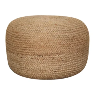 Solid Mango Wood Jute Footstool/Pouffe