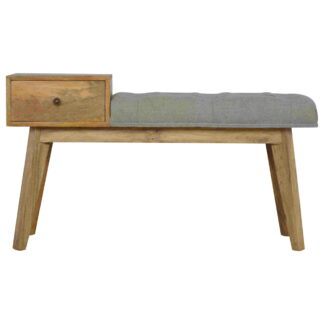 Solid Mango Wood Scandinavian 1 Drawer Grey Tweed Telephone Table1