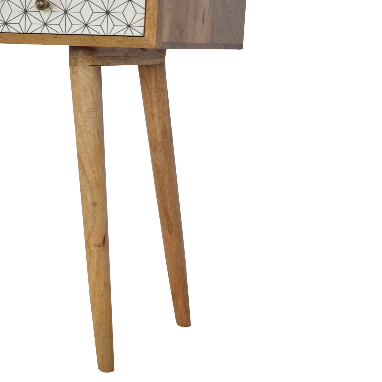 Solid Oak Finished Mango Wood 3 Drawer Screen Print Scandinavian Desk - Image 7