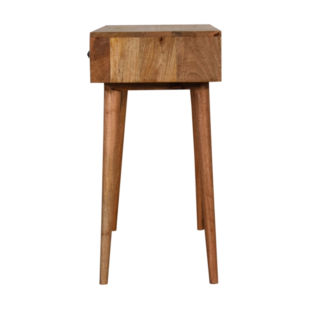 Solid Oak Finished Black and White Sendai Patterned Mango Wood Two Drawer Scandinavian Console Table - Image 7