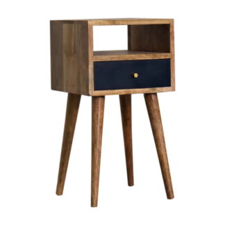 Mango Wood Mini Navy Blue Hand Painted Bedside