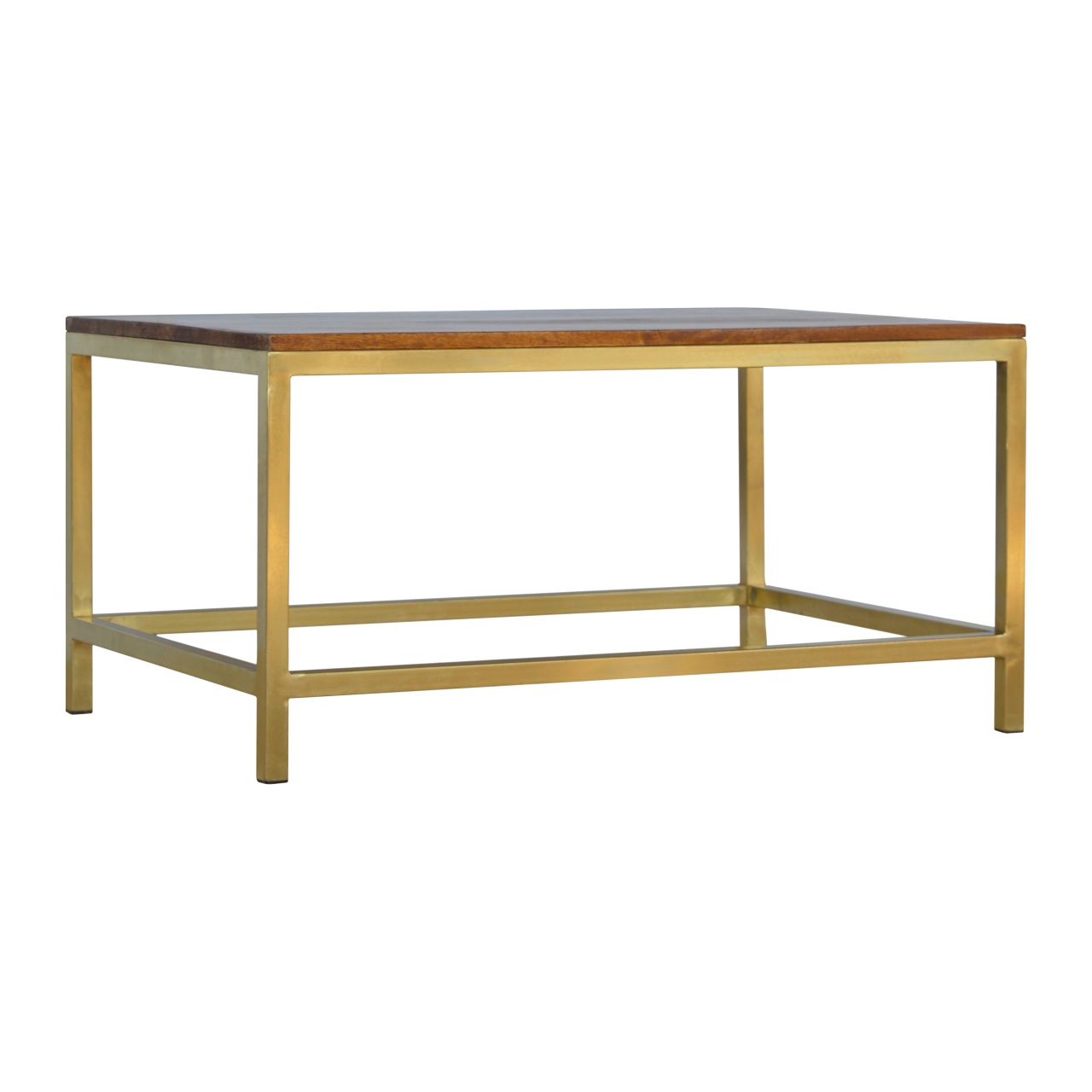 Mango Wood Rectangle Gold Coffee Table - Image 11