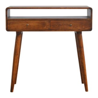 Mango Wood Curved Chestnut Console Table