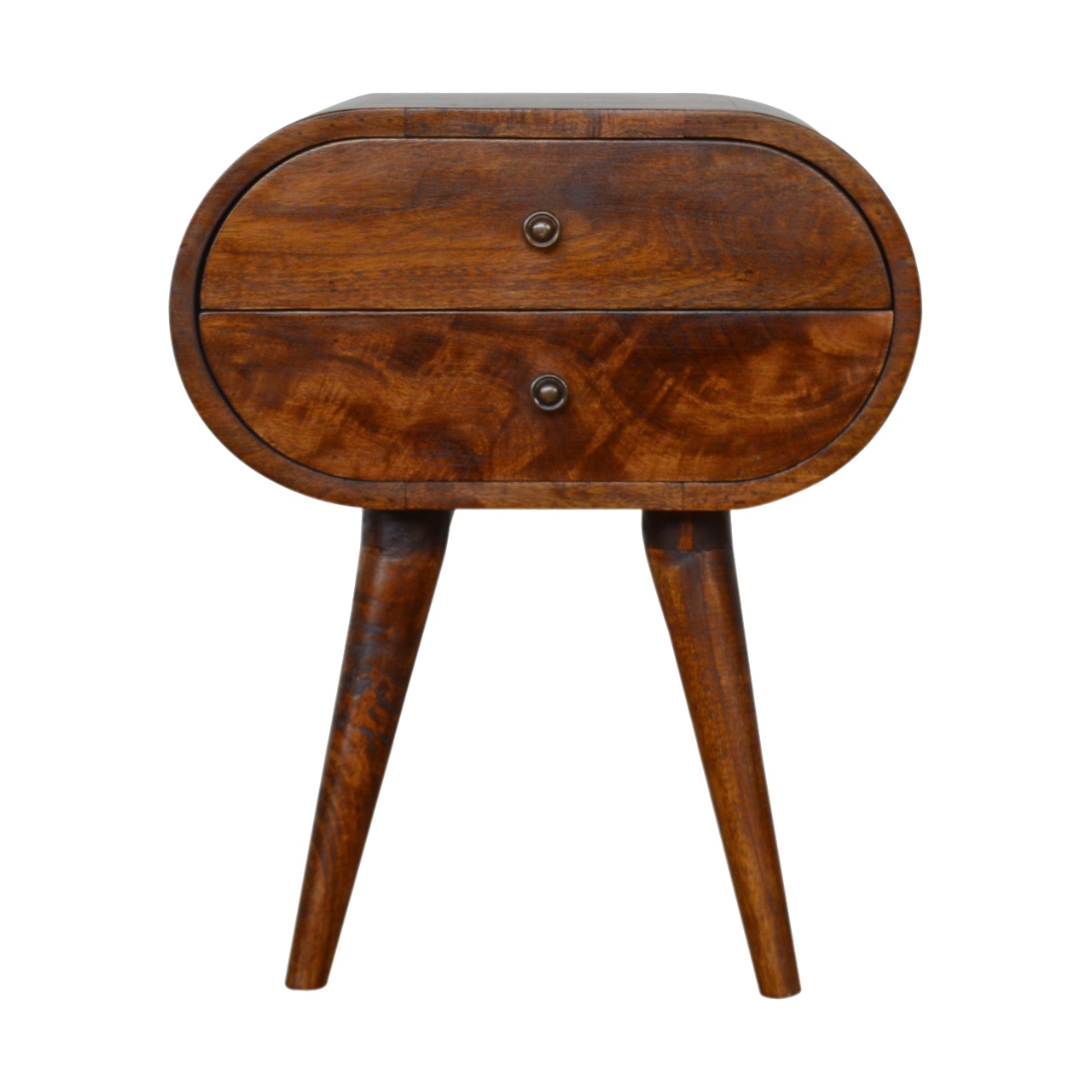Solid Mango Wood Chestnut Finished Circular Bedside